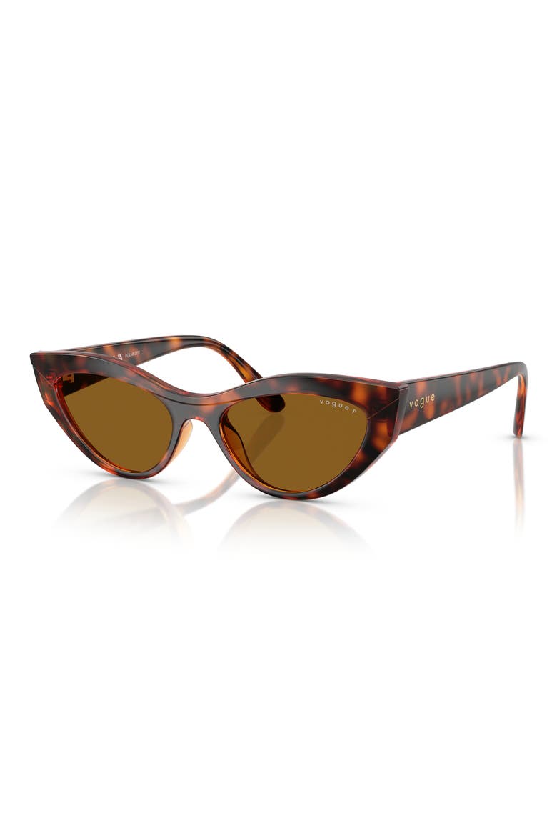 52mm Polarized Cat Eye Sunglasses, Alternate, color, DARK HAVANA