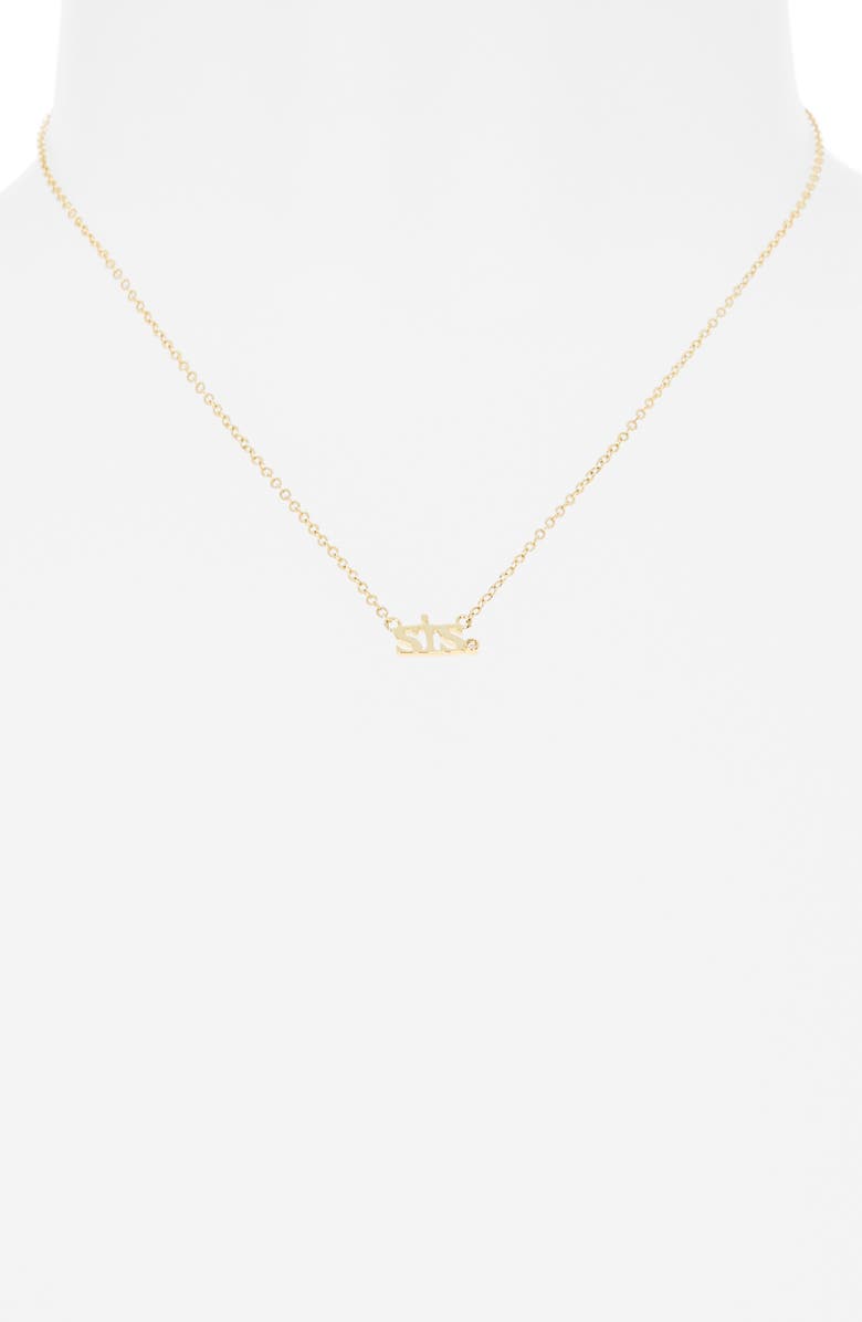 NORDSTROM RACK 14K Gold Plated Lab Grown Diamond Sis Pendant Necklace, Alternate, color, Lab Grown Diamond- Gold