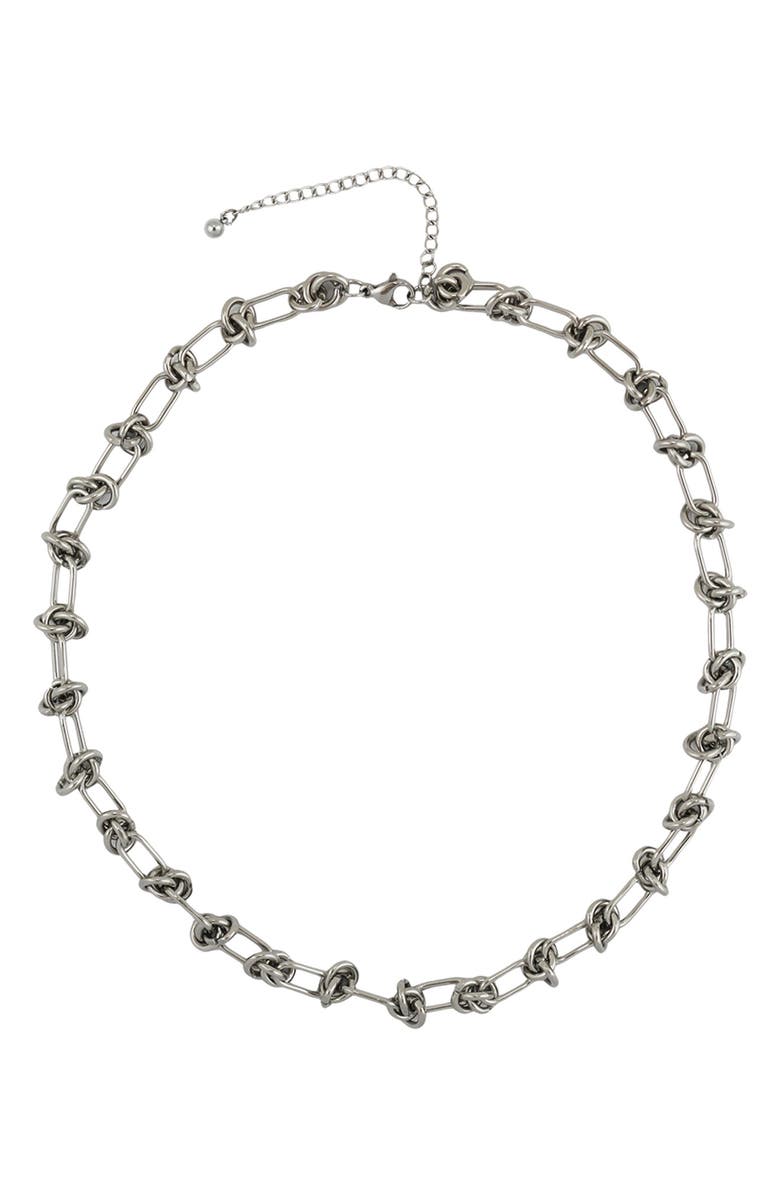 REBL Knotted Paperclip Chain Bracelet, Main, color, Silver