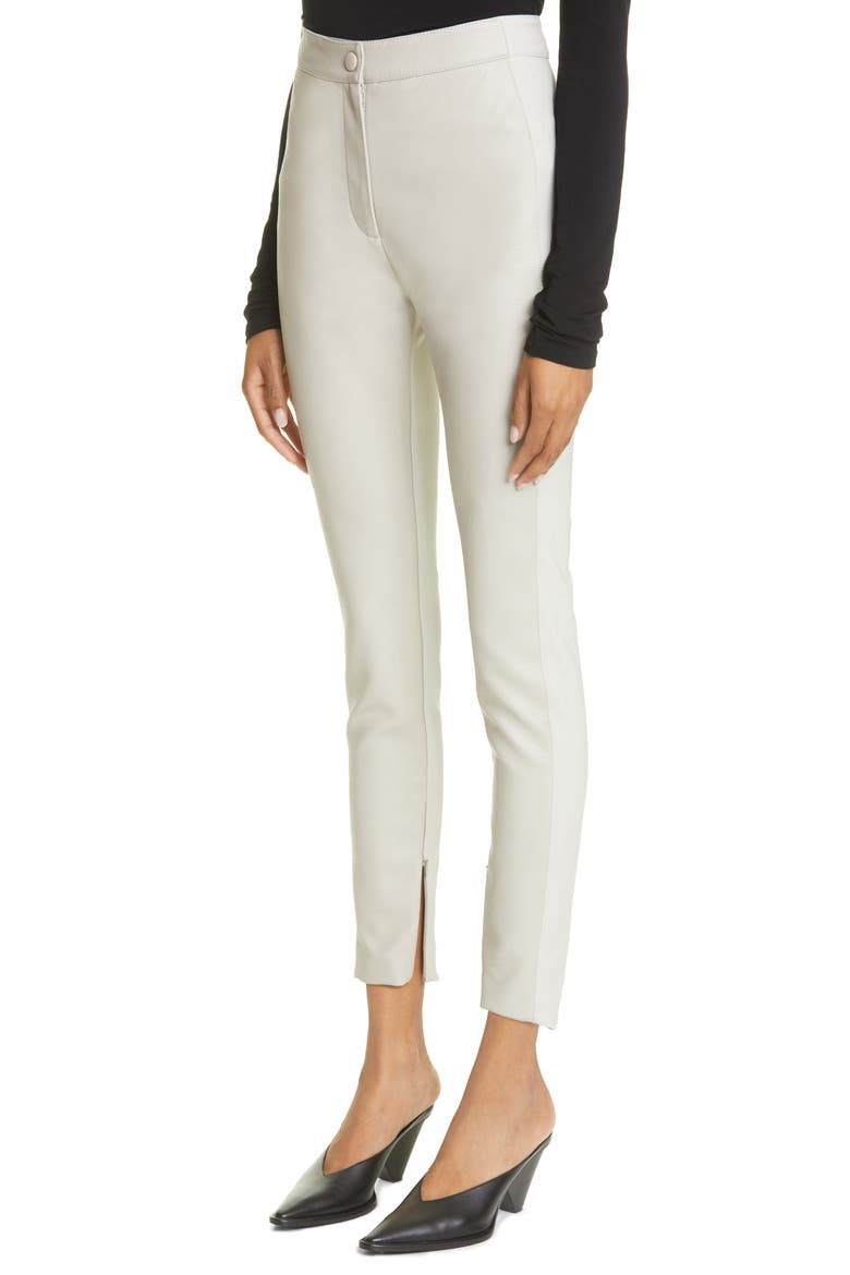 Kelly Faux Leather & Knit Skinny Pants, Alternate, color, CLAY