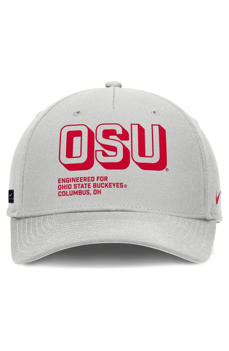 Nike Men's Nike Gray Ohio State Buckeyes 2025 Sideline Dust Pinched Rise Adjustable Hat, Alternate, color,