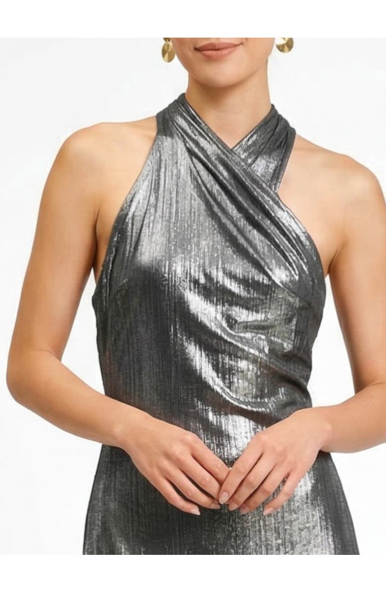 RACHEL Rachel Roy Harland Crossover Halter Maxi Dress, Alternate, color, Silver