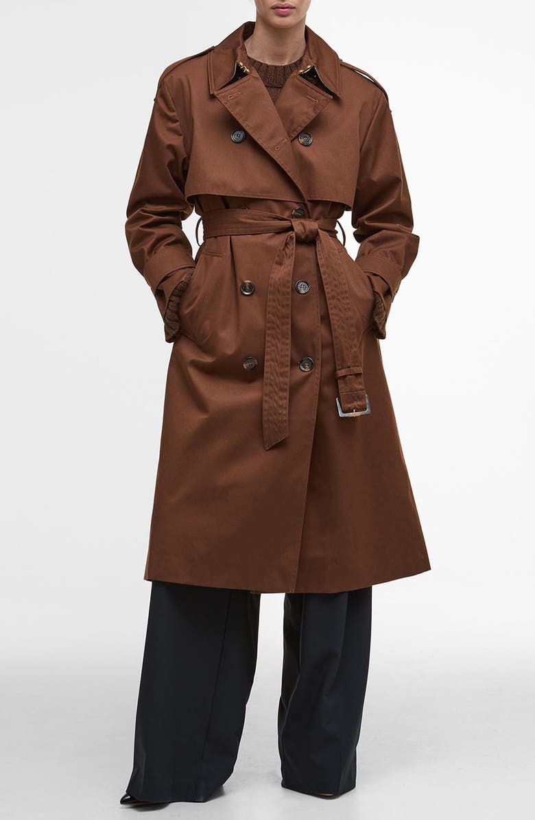 Barbour Aoife Belted Water Resistant Trench Coat, Main, color, Vicuna/ Hessian Tartan