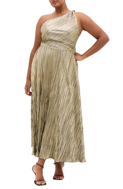 Kamila Metallic One-Shoulder Maxi Dress (Plus)