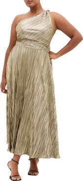 City Chic Kamila Metallic One-Shoulder Maxi Dress
