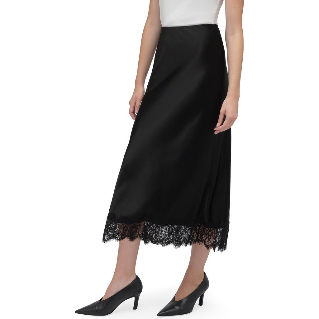 Favorite Daughter The Lacy Favorite Satin Midi Skirt In Black