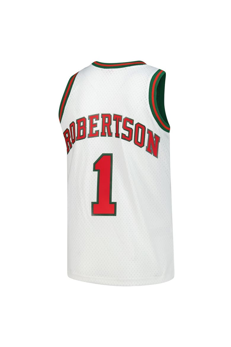 Men's Mitchell & Ness Oscar Robertson White Milwaukee Bucks Hardwood Classics Swingman Jersey, Alternate, color, White