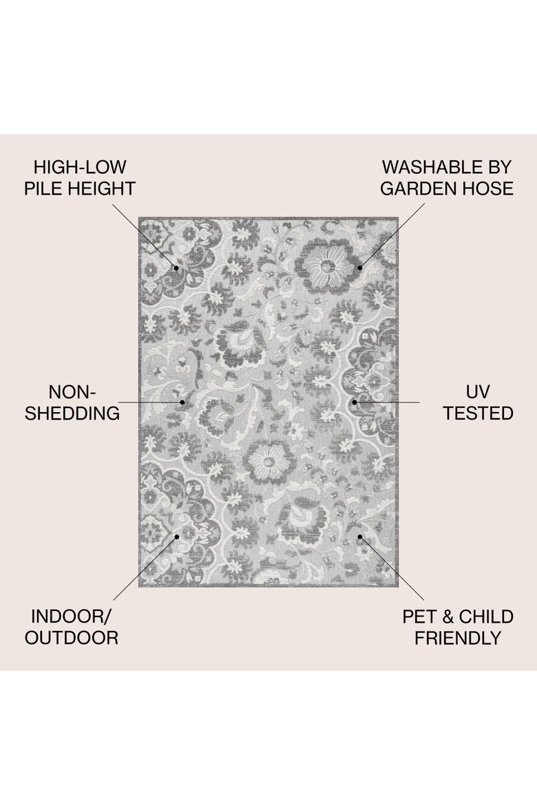 Lucena Modern Medallion High-Low Indoor/Outdoor Area Rug, Alternate, color, Light Gray/Ivory