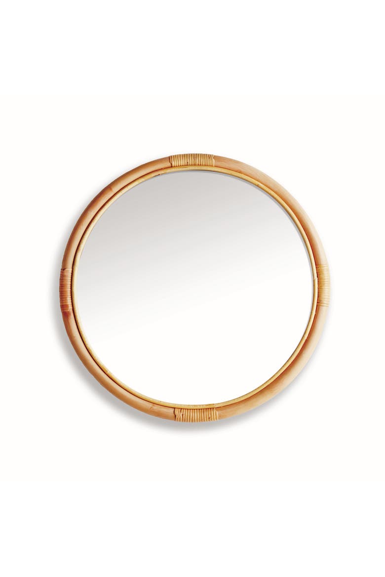 Naomi Mirror Small - Natural Rattan & Glass Accent Mirror, Main, color, Brown