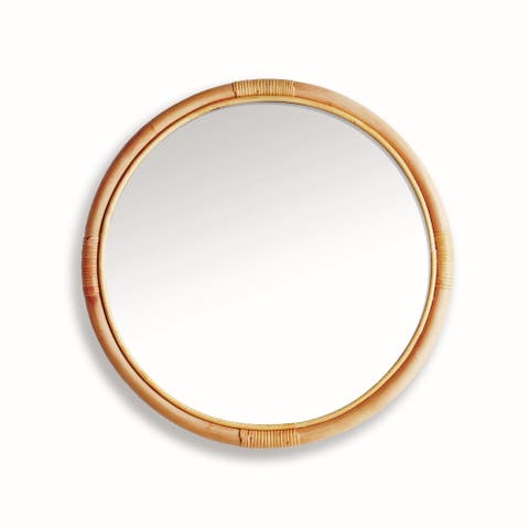 Naomi Mirror Small - Natural Rattan & Glass Accent Mirror