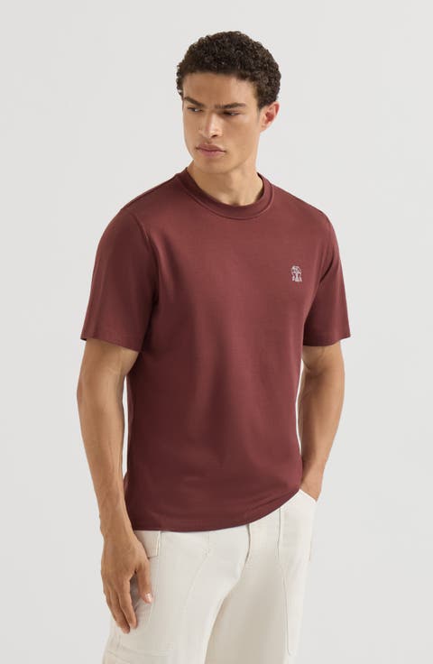 Cotton jersey crew neck T-shirt with logo