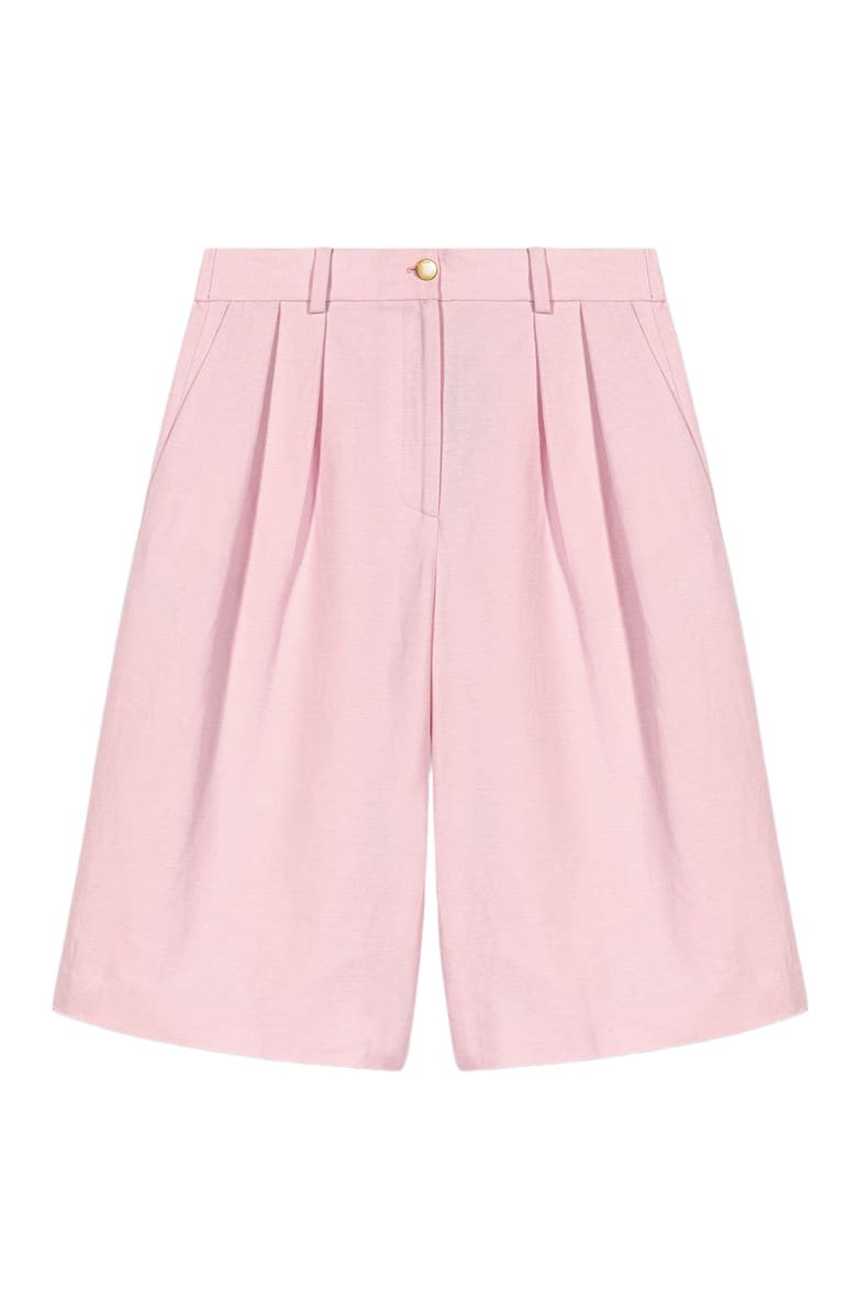 maje Pleated linen blend Bermuda shorts, Alternate, color, Pink