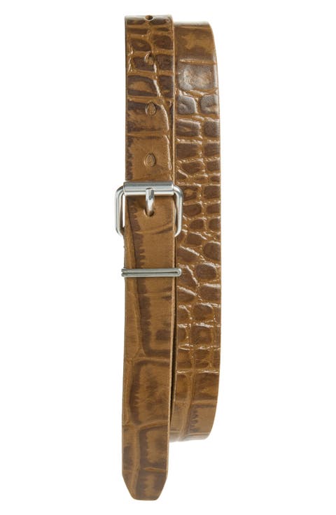 Hook Croc Embossed Leather Belt
