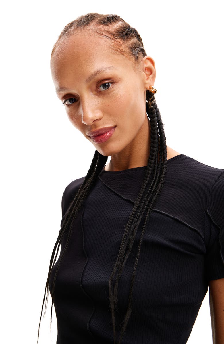 Desigual Ribbed Patchwork T-Shirt, Alternate, color,