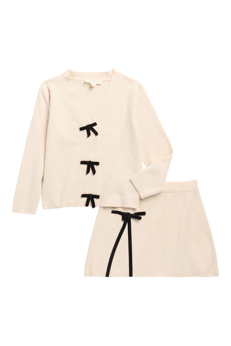 Kids' Bow Cardigan Sweater & Skirt Set, Main, color, IVORY