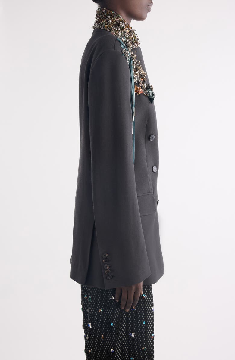 Dries Van Noten Bafya Embellished Wool Blazer, Alternate, color, Dark Grey