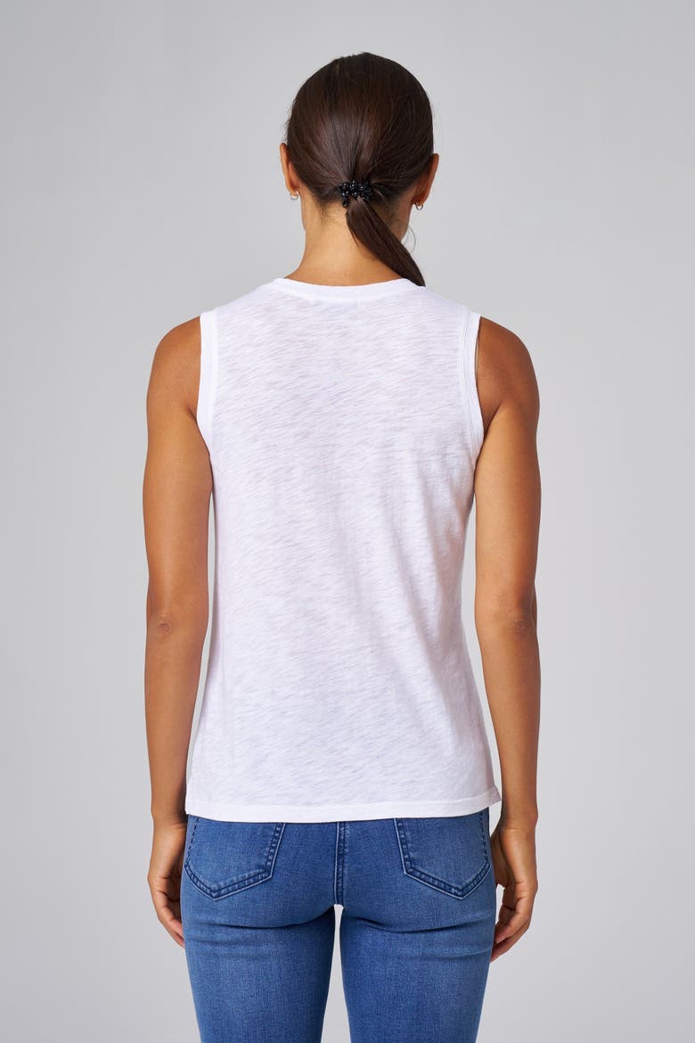 Slub Jersey V-Neck Sleeveless Tank, Alternate, color, White