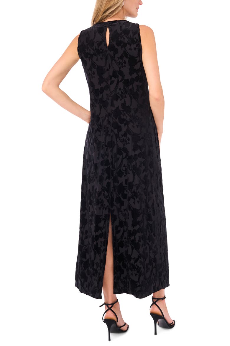 Velvet Flocked Mesh Dress, Alternate, color, RICH BLACK