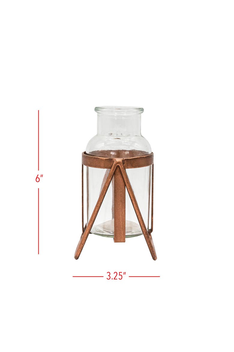 Rust Metal Frame with Glass Bud Vase, Alternate, color, Gold
