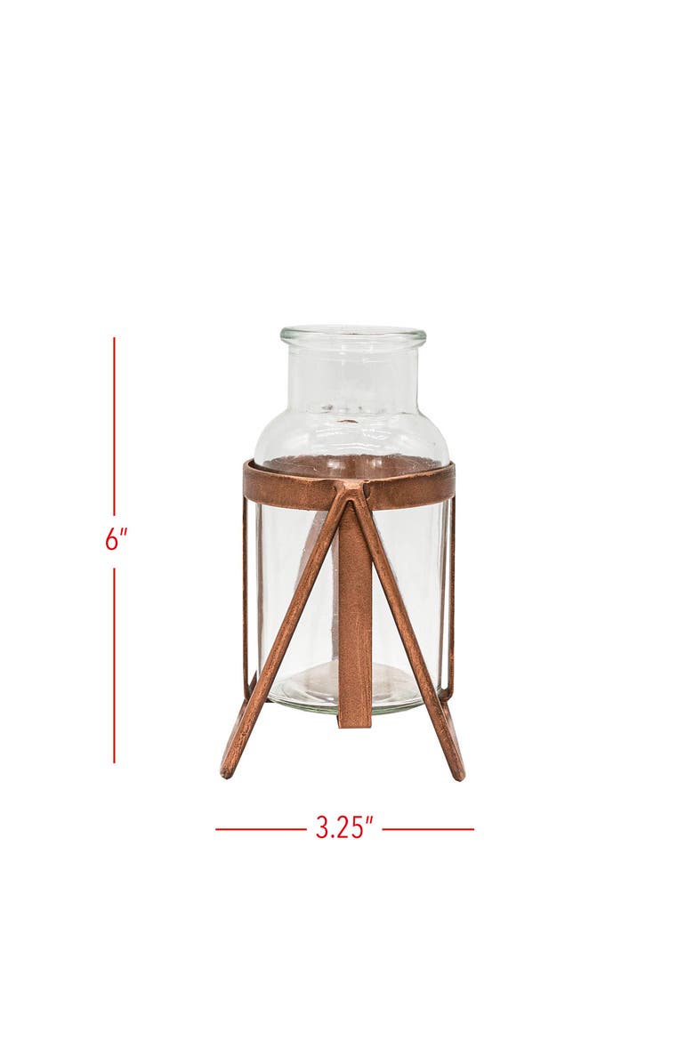 Foreside Home and Garden Rust Metal Frame with Glass Bud Vase, Alternate, color, Gold