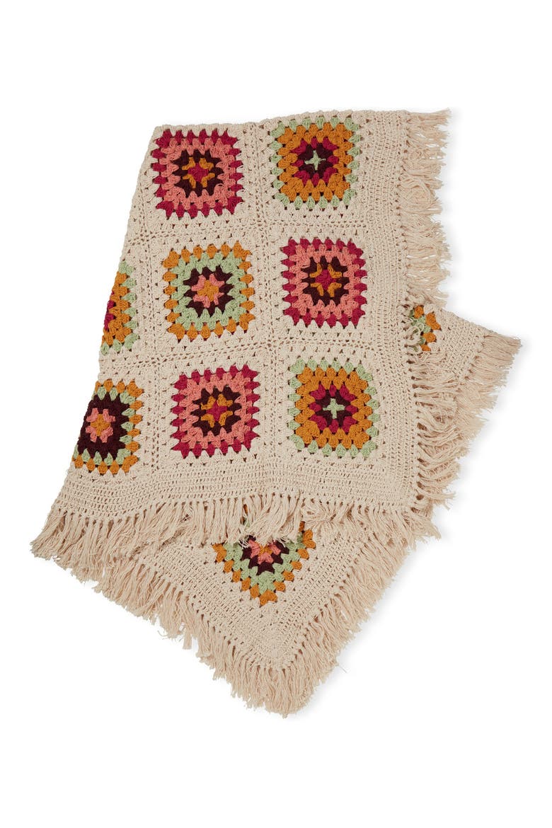Cozy Corner Crochet Throw Blanket, Main, color, BEIGE MULTI