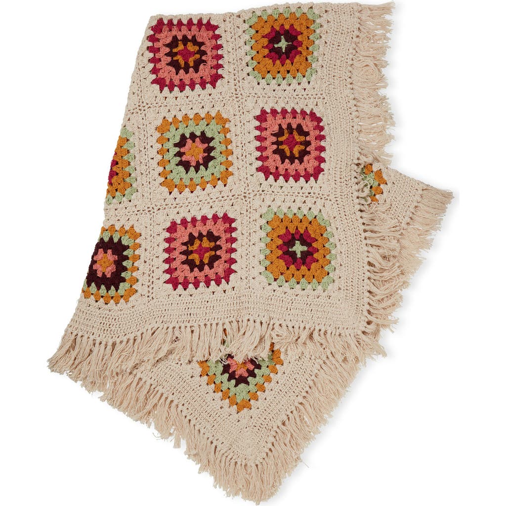 Roselli Trading Company Cozy Corner Crochet Throw Blanket In Beige Multi