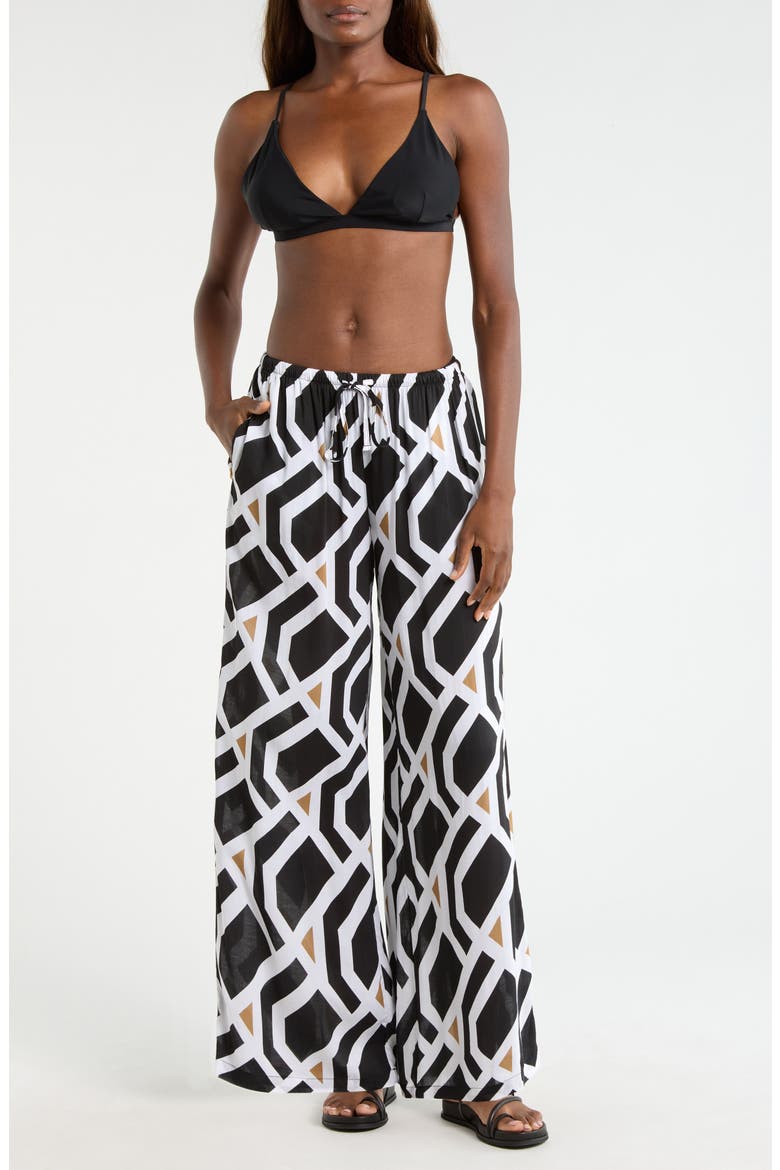 Surf Cover-Up Pants, Main, color, BLACK PRINT