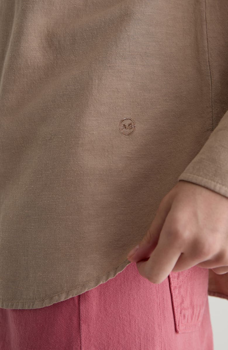AG Addison Linen Blend Button-Up Shirt, Alternate, color, Simple Taupe