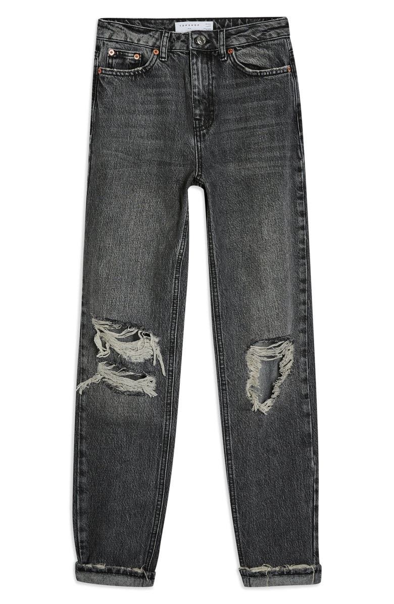 Topshop Ripped Mom Jeans, Alternate, color, 