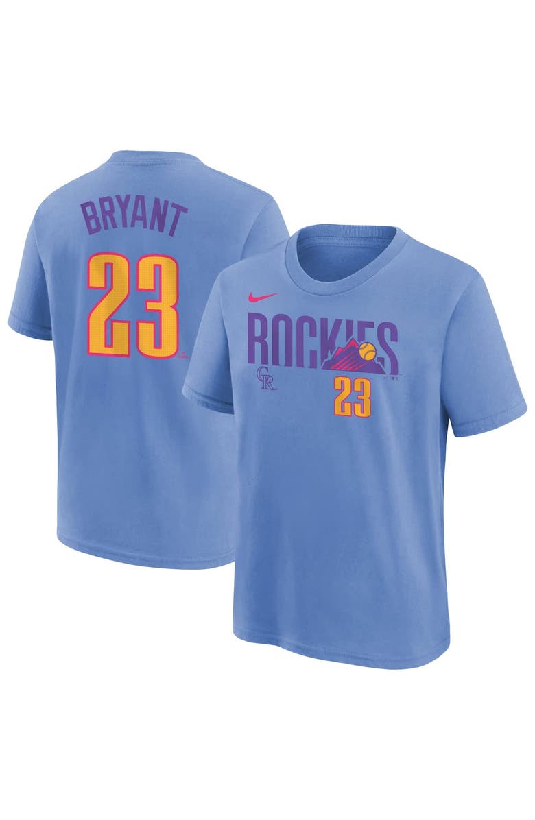 Nike Youth Nike Kris Bryant Light Blue Colorado Rockies Fuse City Connect Name & Number T-Shirt, Main, color, Light Blue