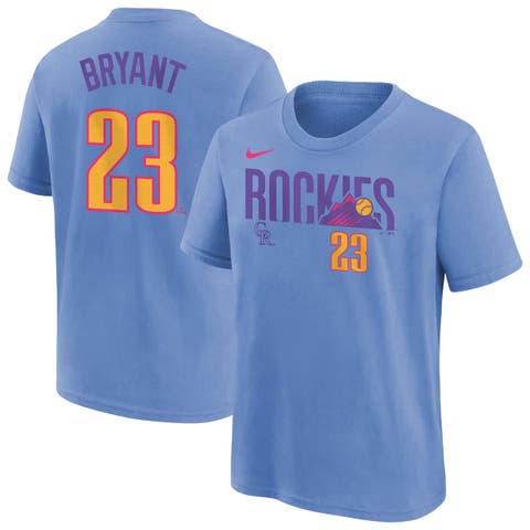 Youth Nike Kris Bryant Light Blue Colorado Rockies Fuse City Connect Name & Number T-Shirt