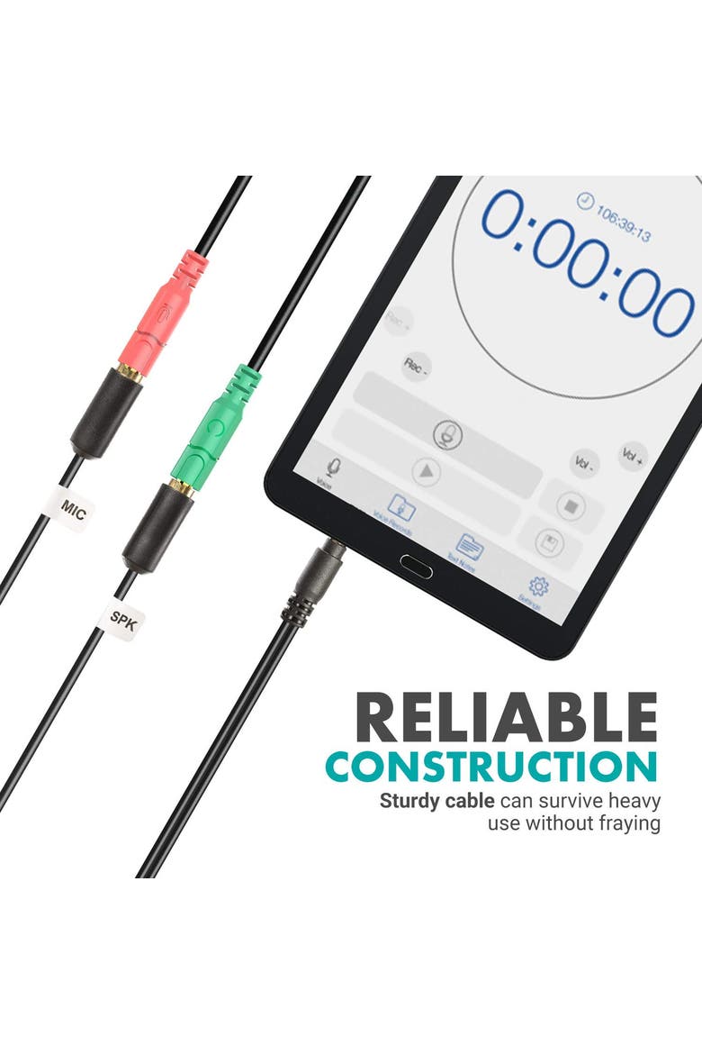 TCB1 3.5mm TRS (Female) Microphone to TRRS (Male) Smartphone Adapter, Alternate, color, Black