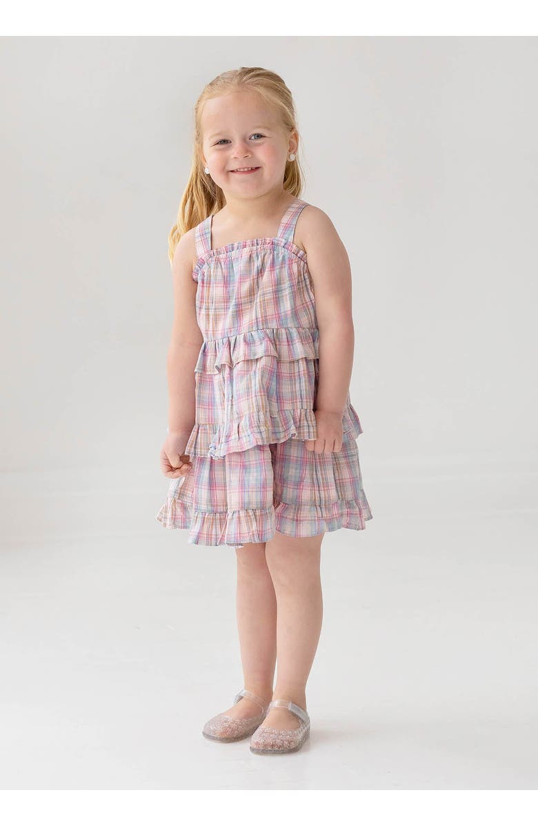 Mabel + Honey Mabel and Honey Orchid Farm Girls' Pastel Plaid Tiered Dress, Nordstrom Exclusive., Alternate, color, Multi