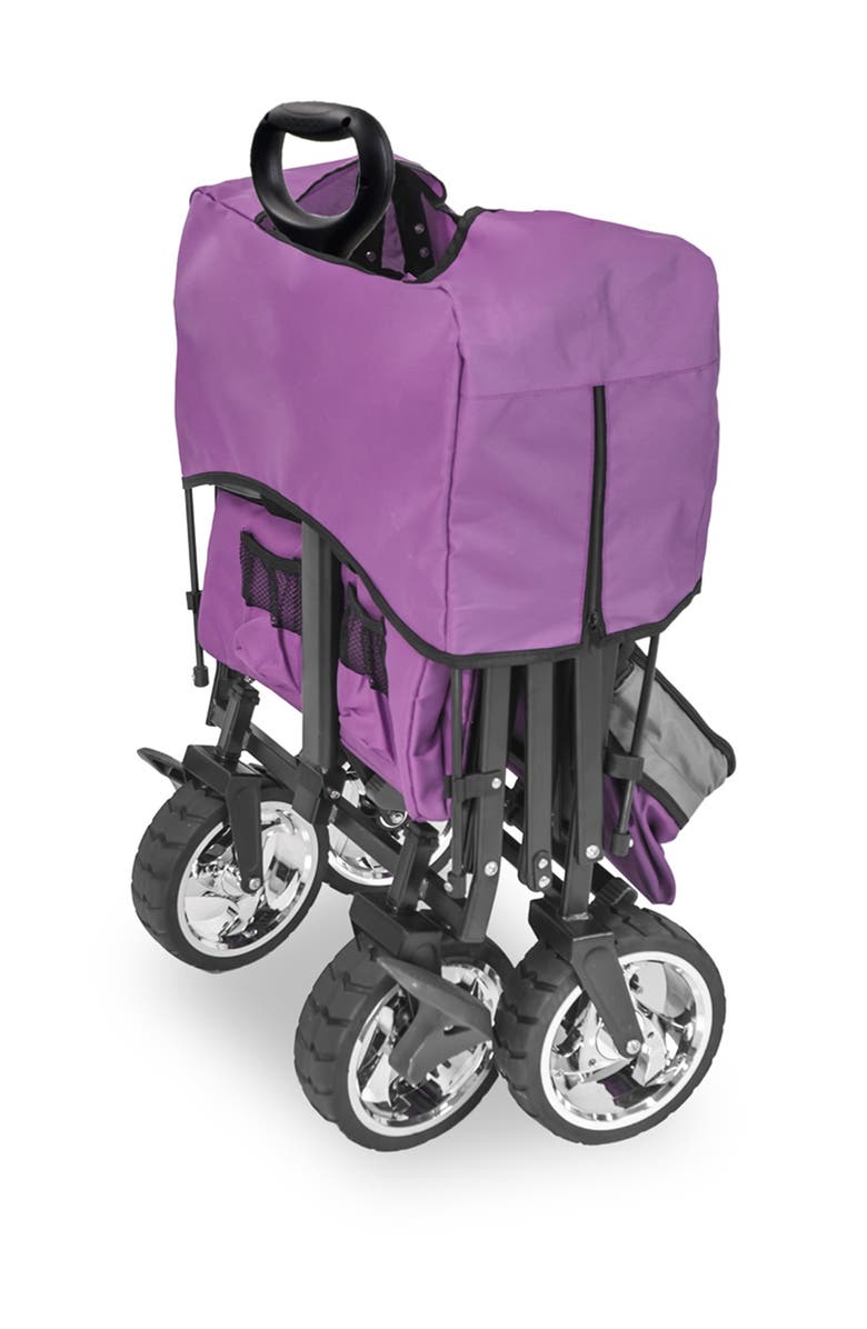 WonderFold Push & Pull Outdoor Folding Wagon with Canopy - Purple, Alternate, color, Purple