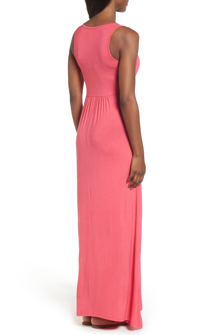 V-Neck Jersey Maxi Dress, Alternate, color, PINK POLISH
