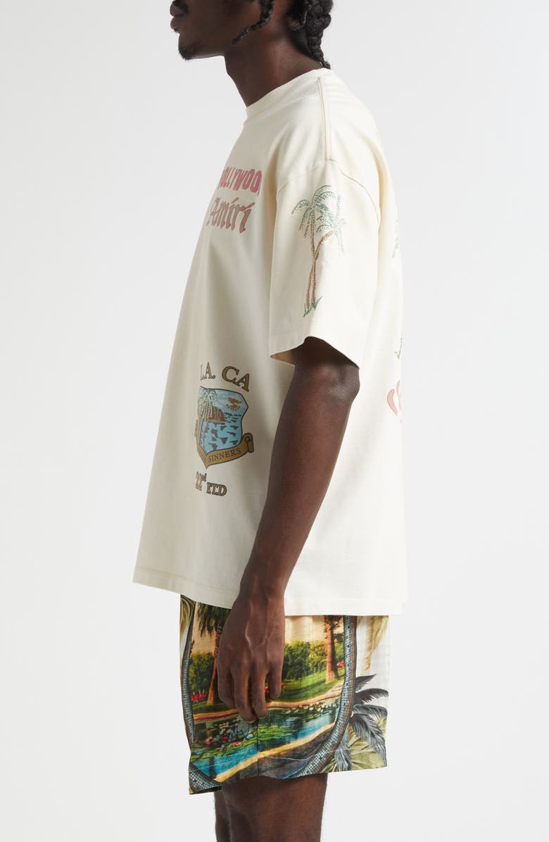 AMIRI Sinners Oversize Cotton Graphic T-Shirt, Alternate, color, Ivory