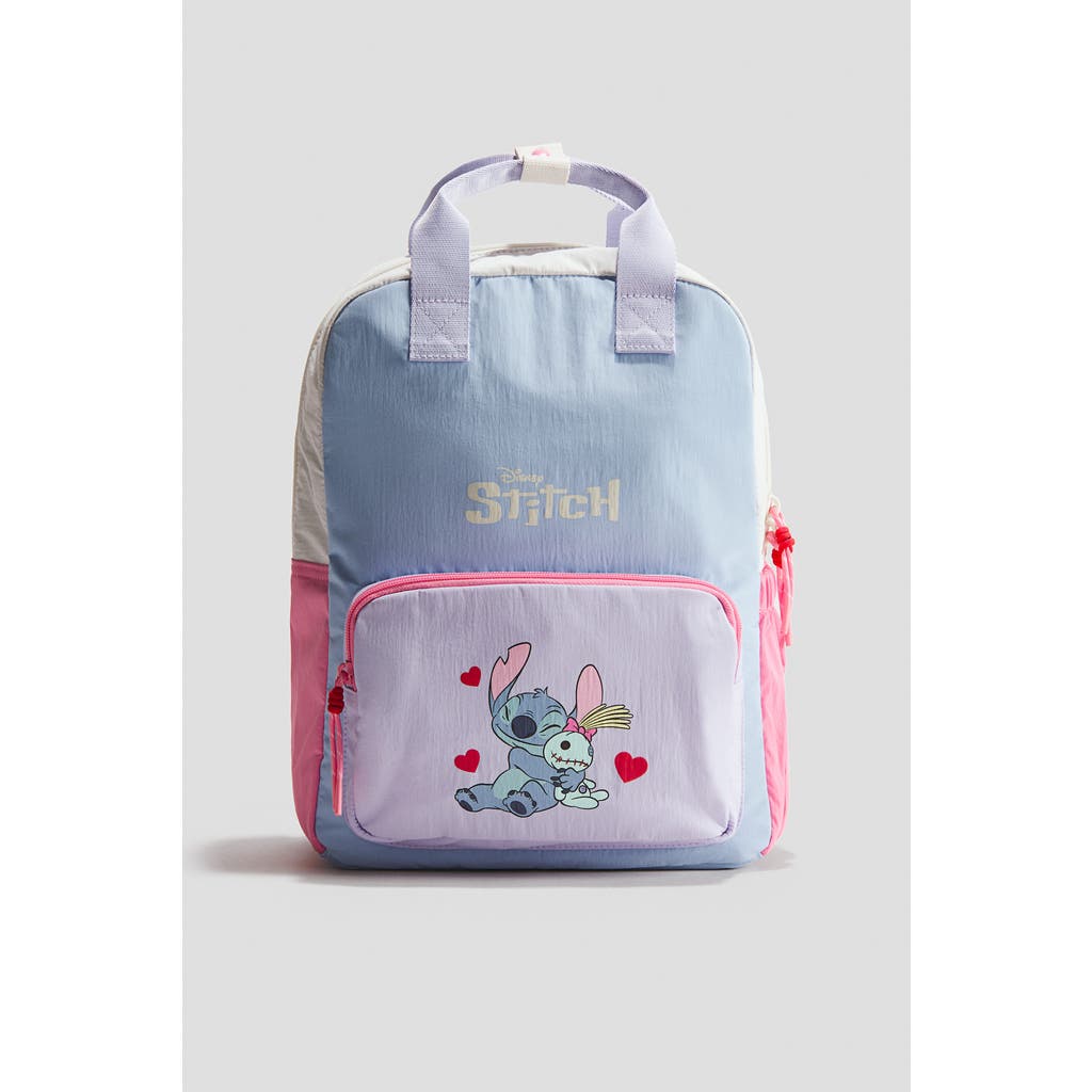 H&M Printed Backpack in Light Dusty Blue/lilo & Stitch at Nordstrom
