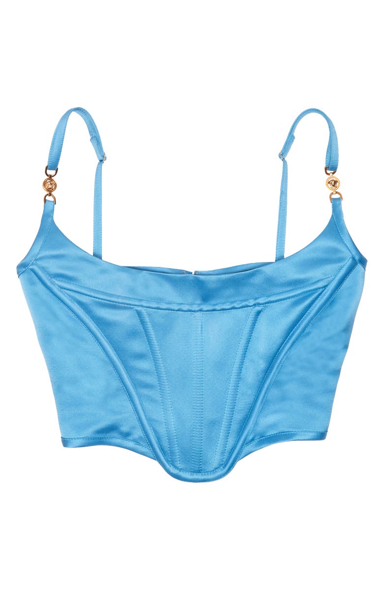 Versace Corset Satin Bra Top, Alternate, color, 