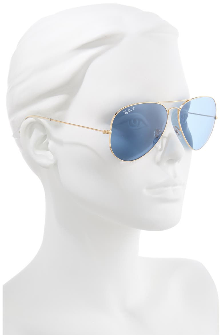 Original 62mm Oversize Polarized Aviator Sunglasses, Alternate, color, GOLD/ BLUE