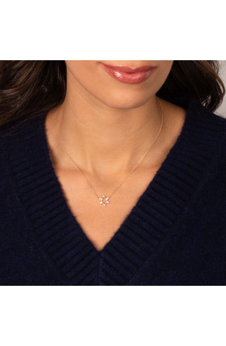 BY ADINA EDEN Diamond Round X Baguette Open Star Of David Necklace 14K, Alternate, color, 14K Gold