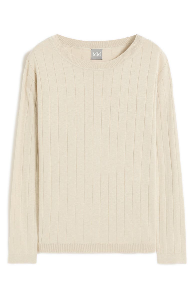 MM by Max Mara Attuale Rib Silk & Cotton Sweater, Alternate, color, Ivory