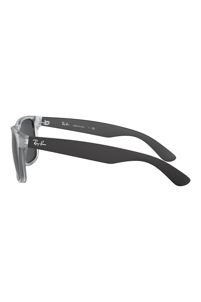 Justin 51mm Flat Top Sunglasses, Alternate, color, RUBBER TRANSPARENT/ DARK GREY