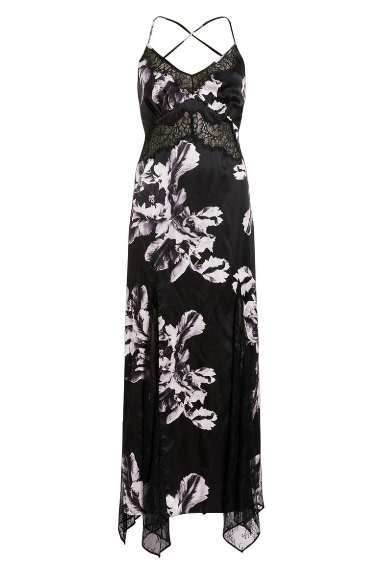 Jasmine Floral Print Dress, Alternate, color, MONICA BLACK