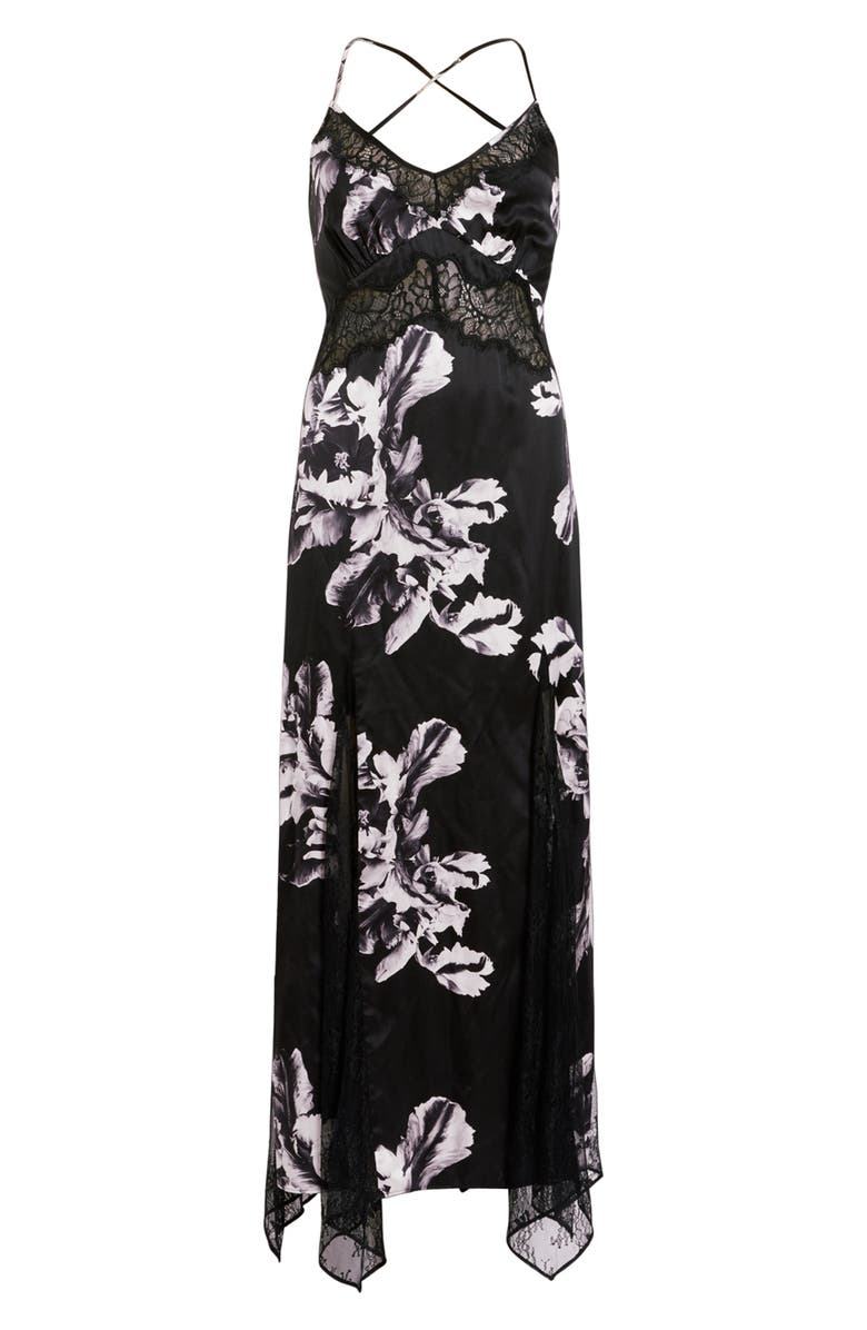 AllSaints Jasmine Floral Print Dress, Alternate, color, Monica Black