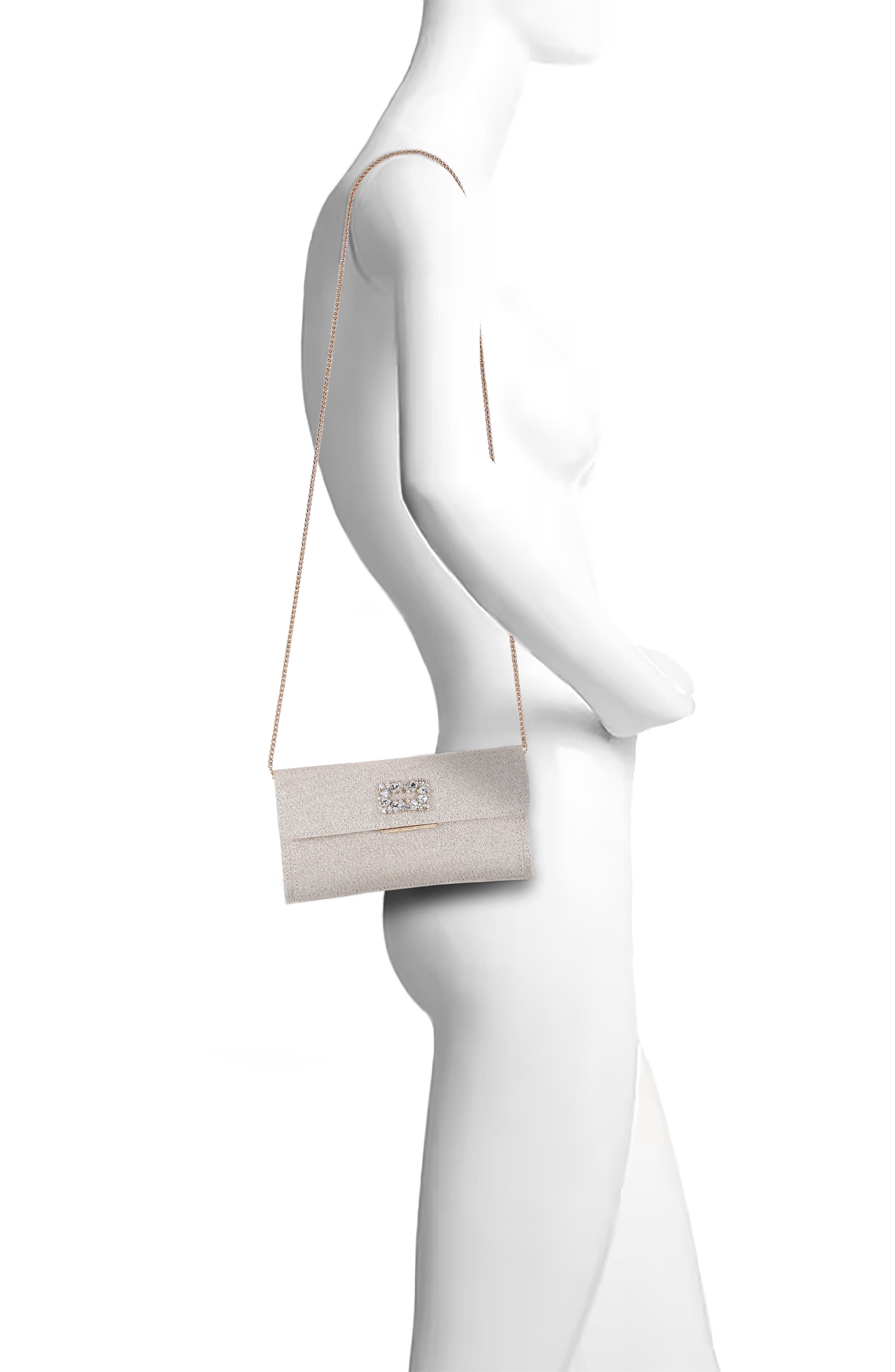 Jewel Badgley Mischka Sarah Envelope Clutch with Crystal Brooch, Alternate, color, Gold