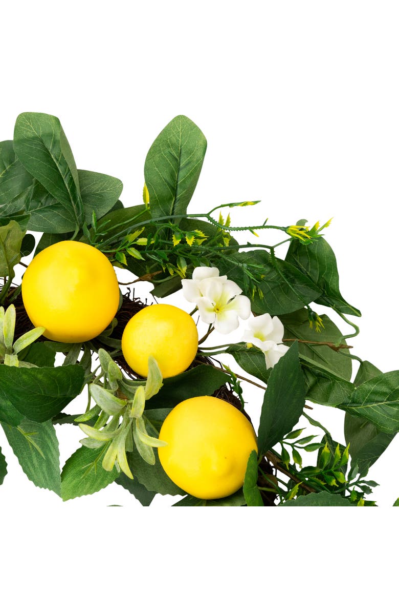 Northlight Lemons and Daisies Artificial Floral Wreath, Yellow - 20-Inch, Alternate, color, Yellow