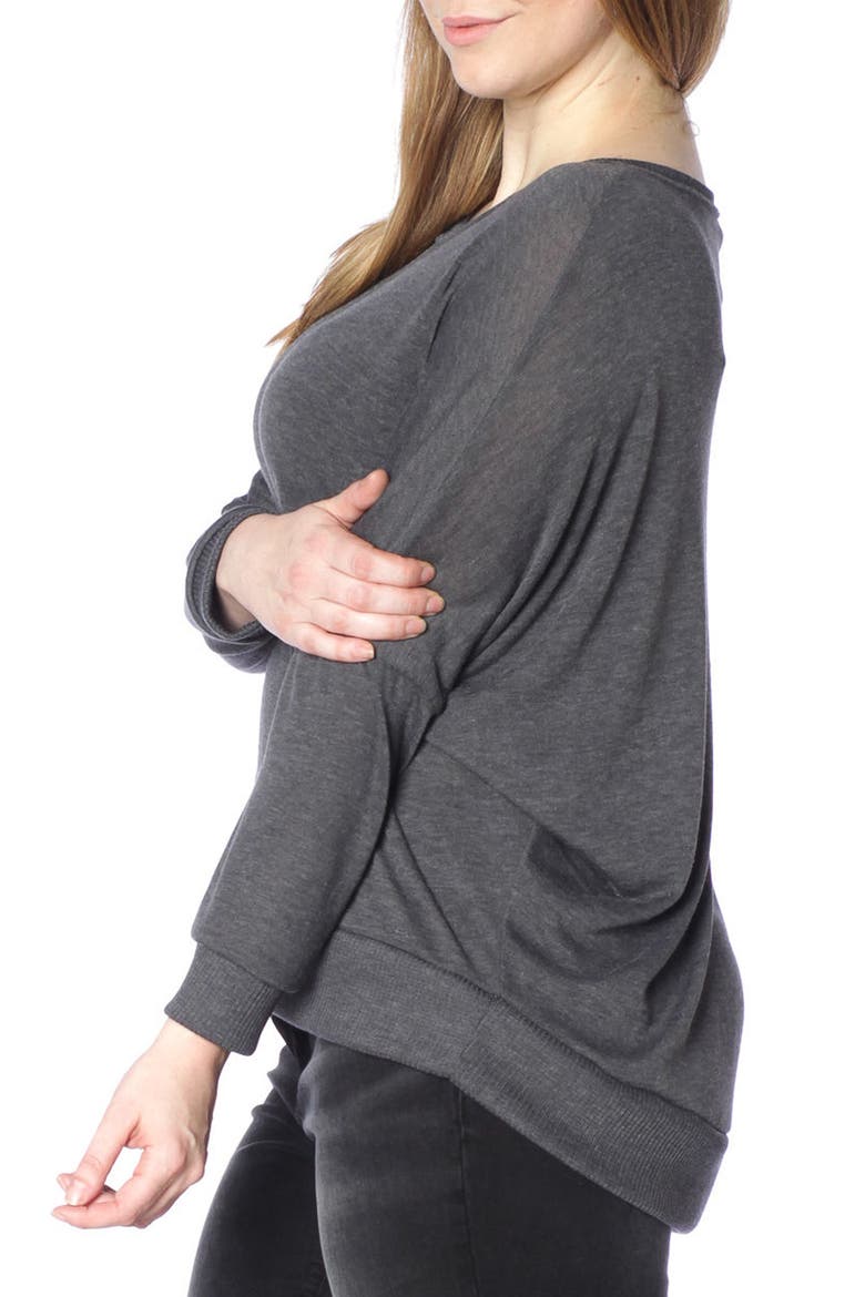 Dolman Sleeve Ribbed Pullover, Alternate, color, HEATHER GREY