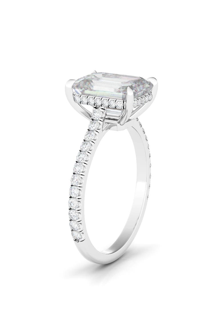 Emerald Cut Pavé Lab Created Diamond Ring, Alternate, color, 18K WHITE GOLD