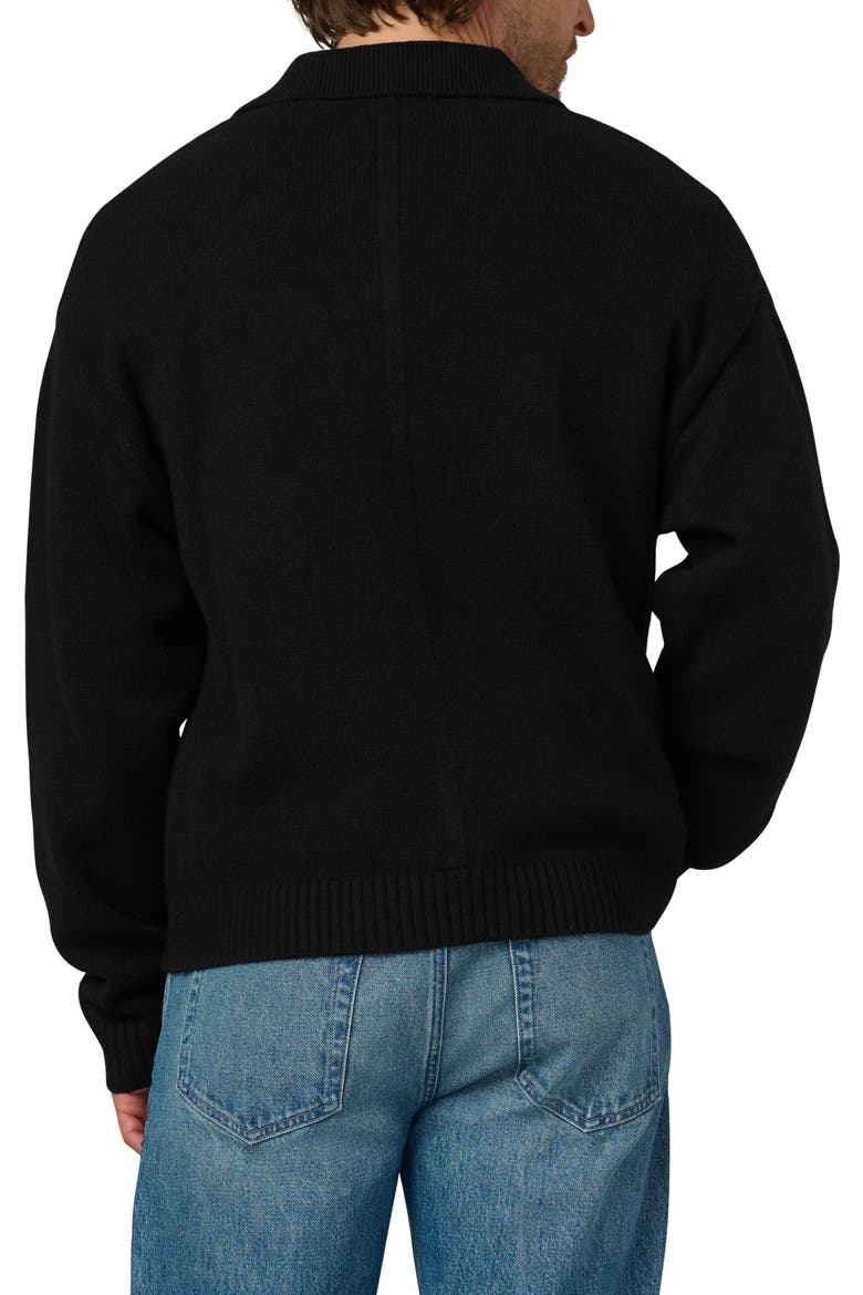 Relaxed Johnny Collar Wool Sweater, Alternate, color, BLACK