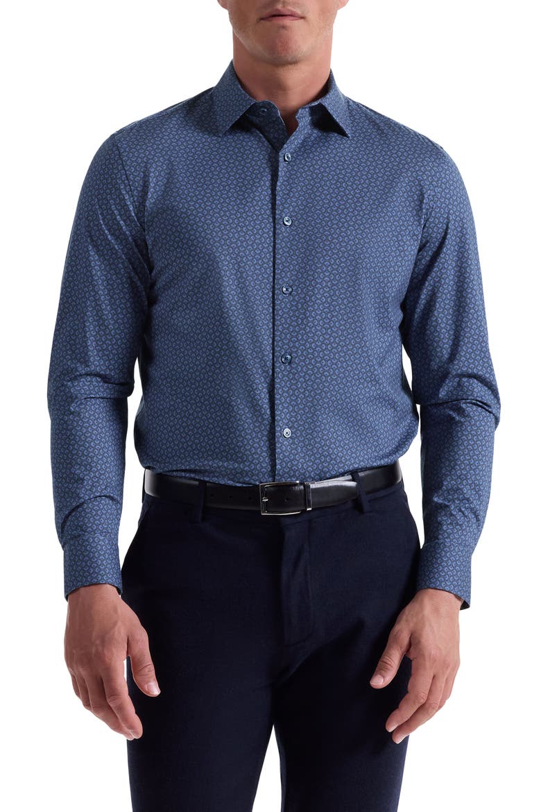 James OoohCotton® Floral Button-Up Shirt, Main, color, NIGHT BLUE